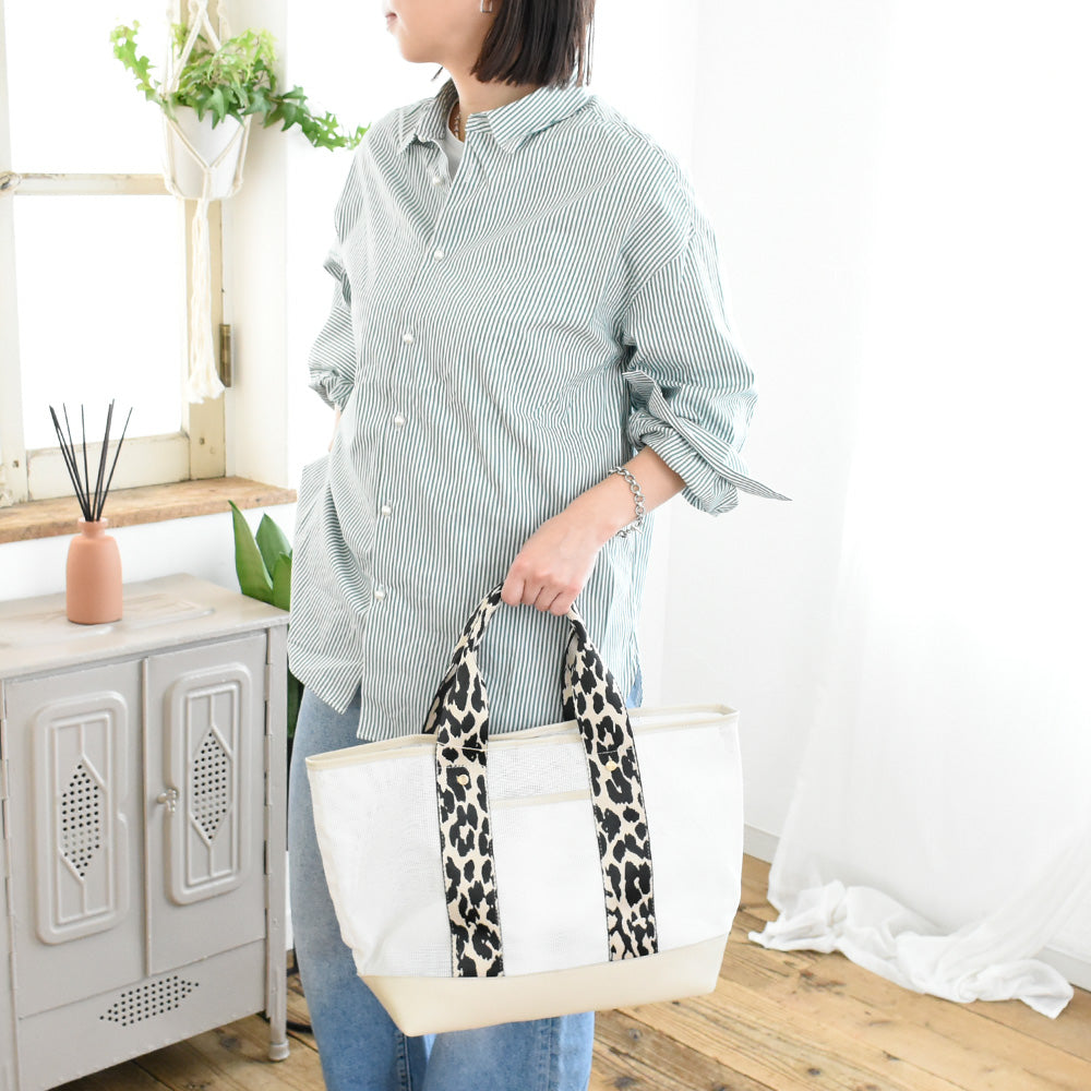 トートバッグ　レオパードメッシュ