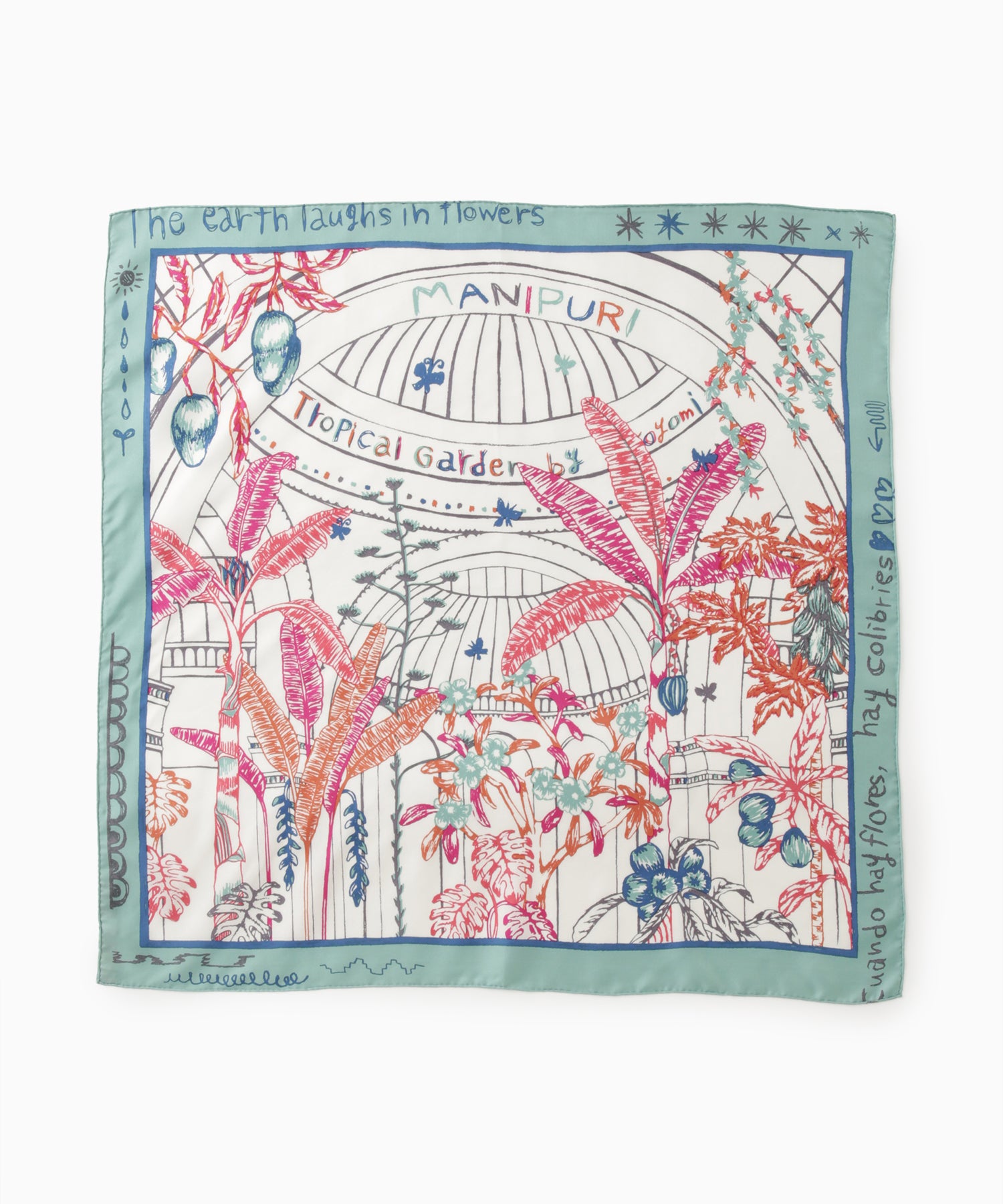 スカーフ　manipuri/マニプリ　トロピカルガーテン　65㎝